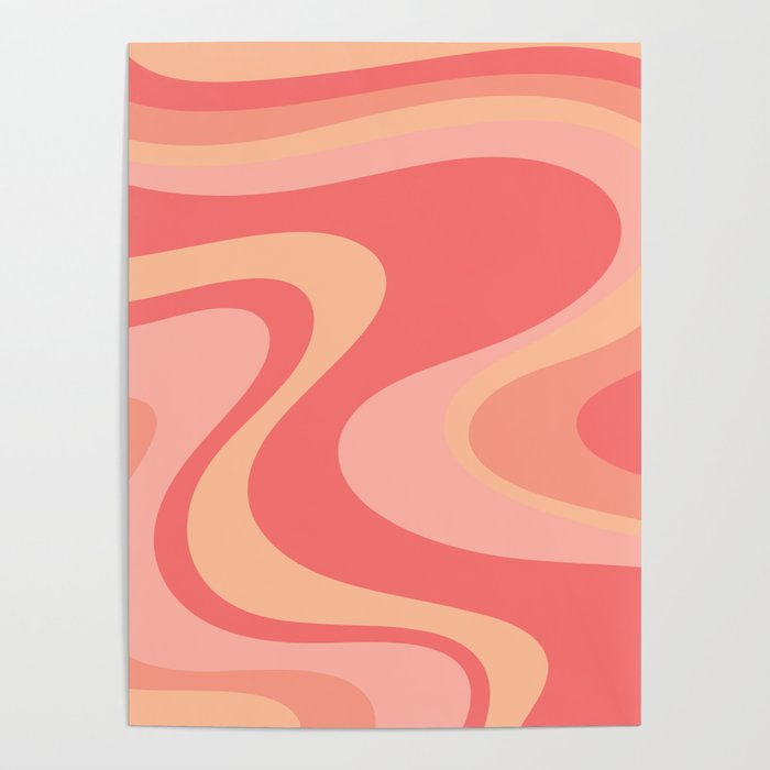 Peach Pink Abstract Trippy Dream Pattern Poster Gallery Image 4