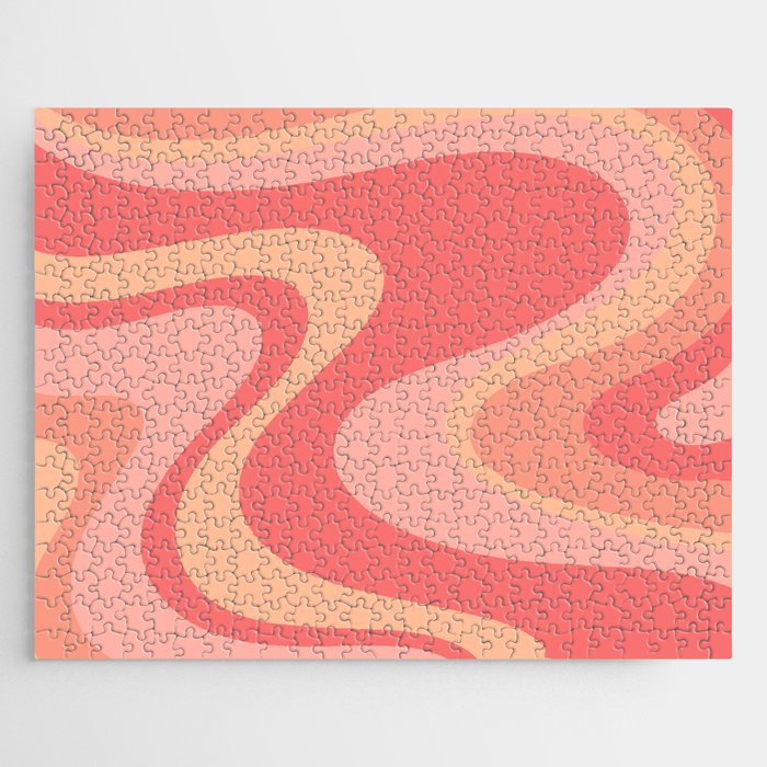 Peach Pink Abstract Trippy Dream Pattern Jigsaw Puzzle Gallery Image 1