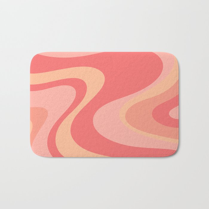 Peach Pink Abstract Trippy Dream Pattern Bath Mat Gallery Image 1