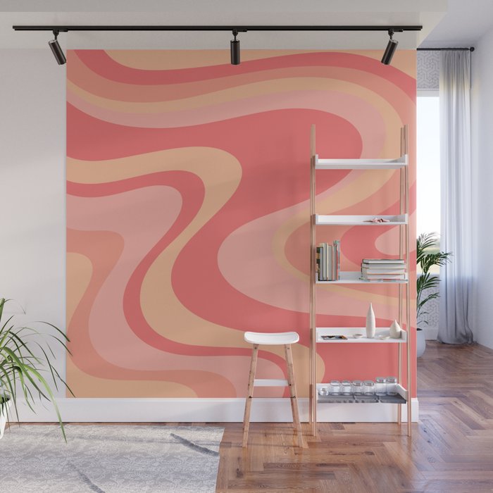 Peach Pink Abstract Trippy Dream Pattern Wall Mural Gallery Image 1
