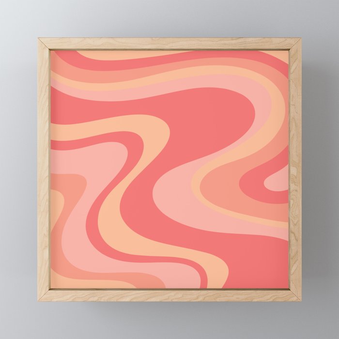 Peach Pink Abstract Trippy Dream Pattern Mini Art Print Gallery Image 1