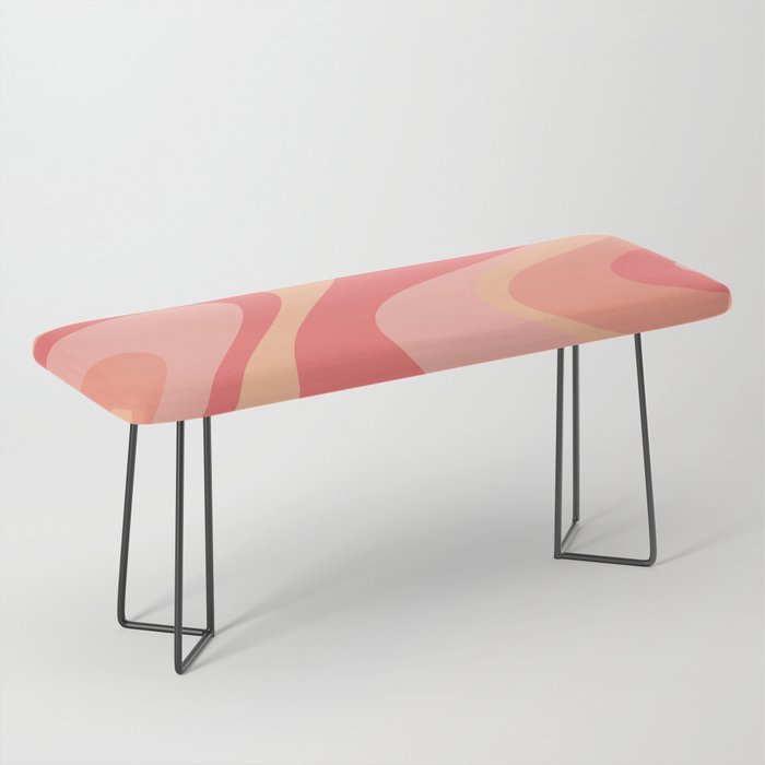 Peach Pink Abstract Trippy Dream Pattern Bench Gallery Image 1