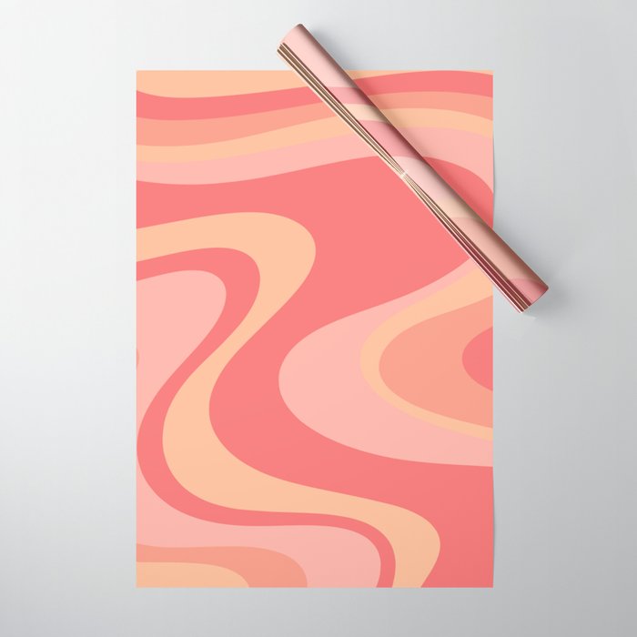 Peach Pink Abstract Trippy Dream Pattern Wrapping Paper Gallery Image 1