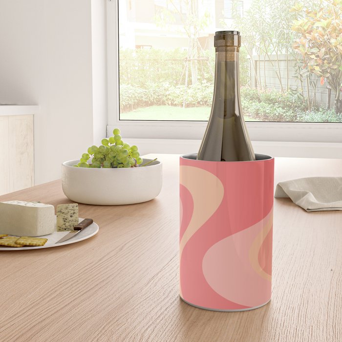 Peach Pink Abstract Trippy Dream Pattern Wine Chiller Gallery Image 4