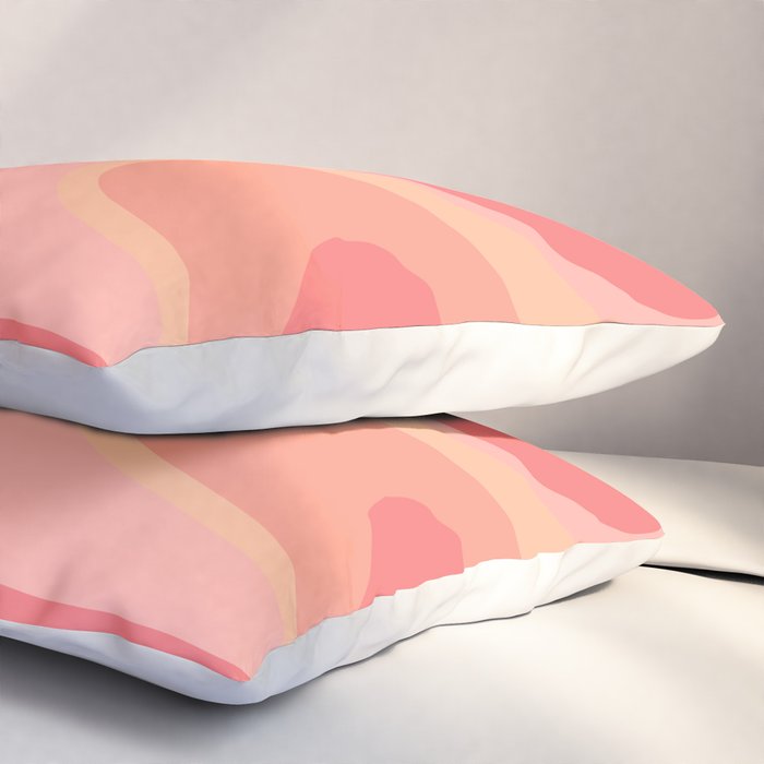 Peach Pink Abstract Trippy Dream Pattern Pillow Sham Gallery Image 3