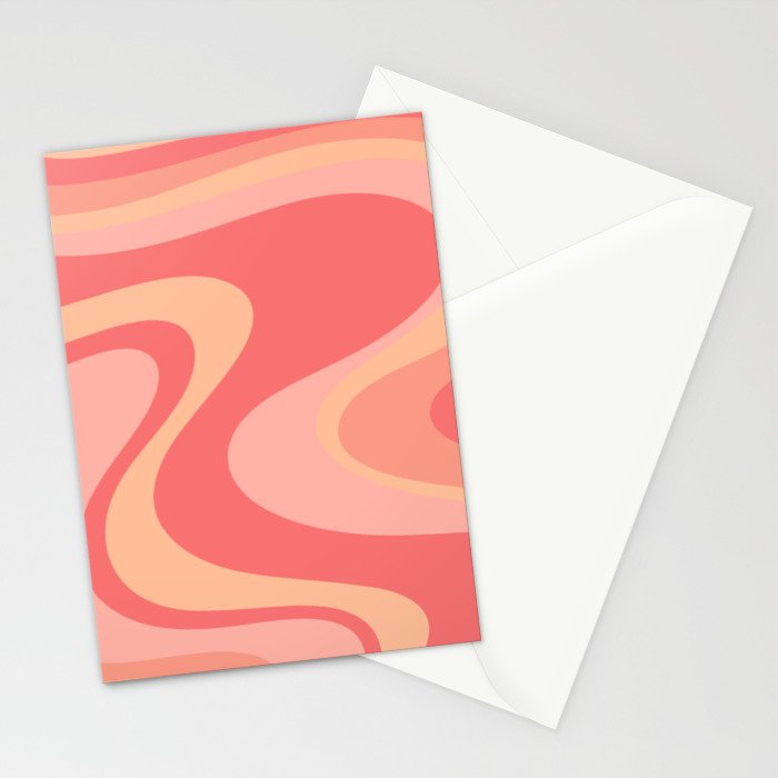 Peach Pink Abstract Trippy Dream Pattern Stationery Card Gallery Image 2