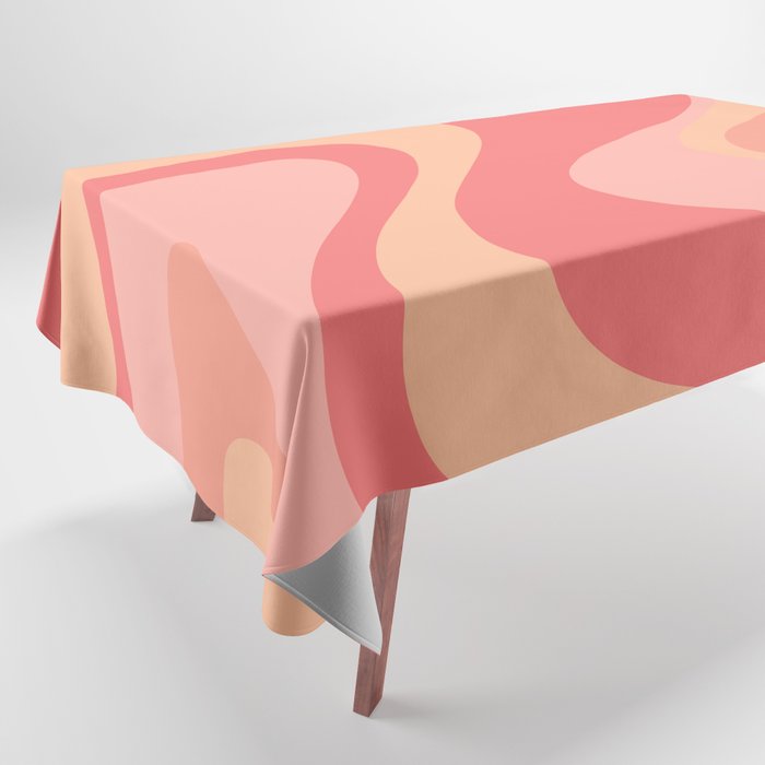 Peach Pink Abstract Trippy Dream Pattern Tablecloth Gallery Image 1