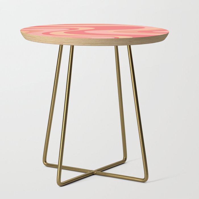 Peach Pink Abstract Trippy Dream Pattern Side Table Gallery Image 1