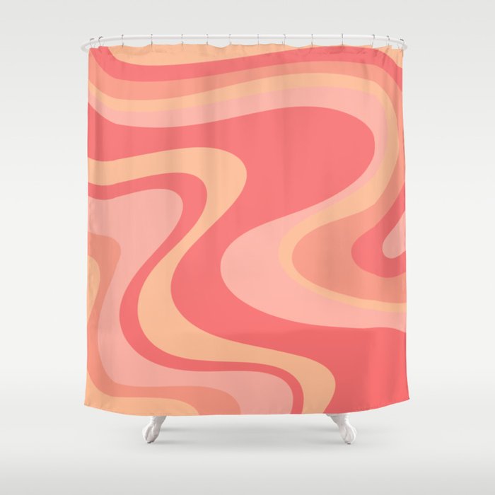 Peach Pink Abstract Trippy Dream Pattern Shower Curtain Gallery Image 1