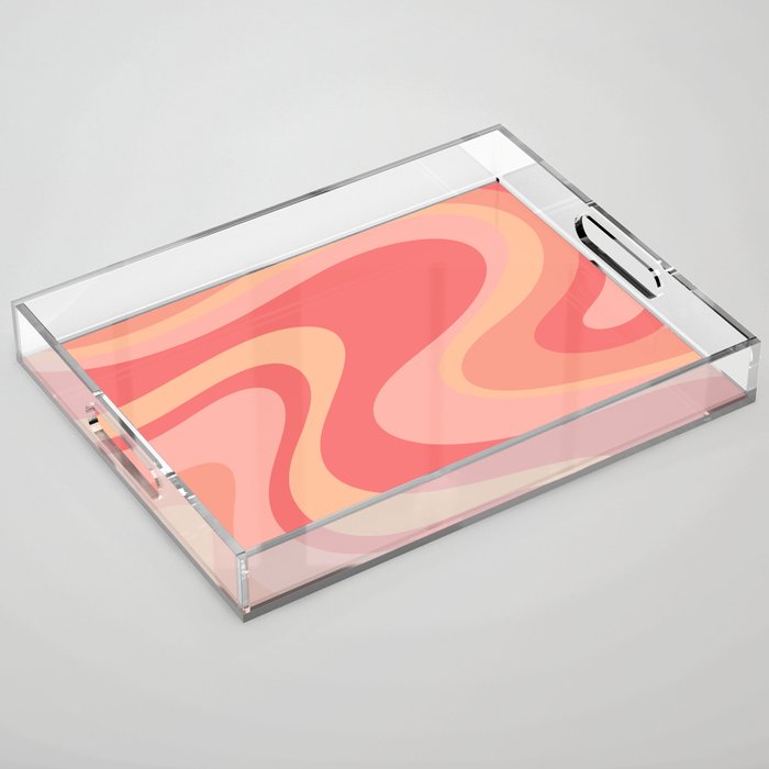 Peach Pink Abstract Trippy Dream Pattern Acrylic Tray Gallery Image 1