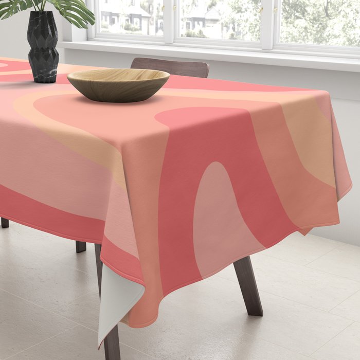 Peach Pink Abstract Trippy Dream Pattern Tablecloth Gallery Image 3