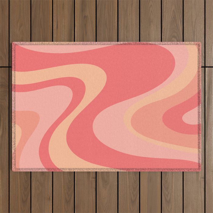 Peach Pink Abstract Trippy Dream Pattern Outdoor Rug Gallery Image 1