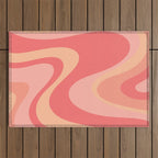Peach Pink Abstract Trippy Dream Pattern Outdoor Rug Gallery Image 1