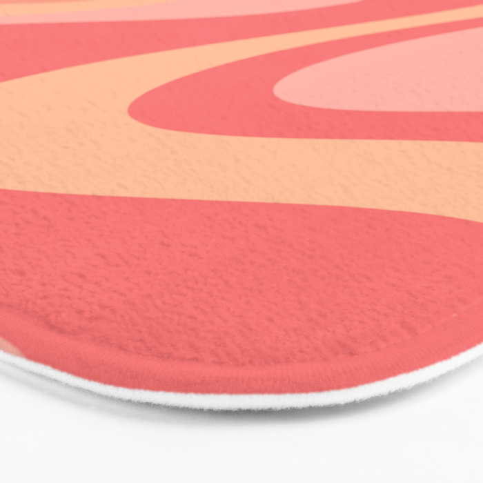 Peach Pink Abstract Trippy Dream Pattern Bath Mat Gallery Image 3