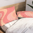 Peach Pink Abstract Trippy Dream Pattern Pillow Sham Gallery Image 2