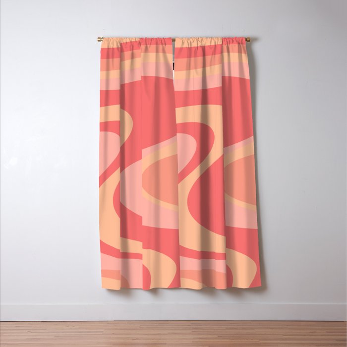 Peach Pink Abstract Trippy Dream Pattern Window Curtain Gallery Image 3