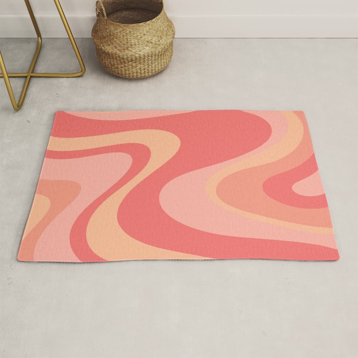 Peach Pink Abstract Trippy Dream Pattern Rug Gallery Image 1