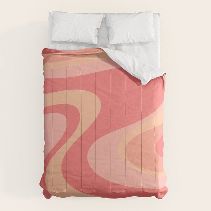Peach Pink Abstract Trippy Dream Pattern Comforter Gallery Image 1