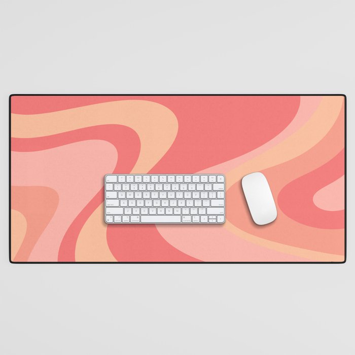 Peach Pink Abstract Trippy Dream Pattern Desk Mat Gallery Image 1