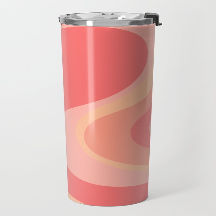 Peach Pink Abstract Trippy Dream Pattern Travel Mug Gallery Image 2