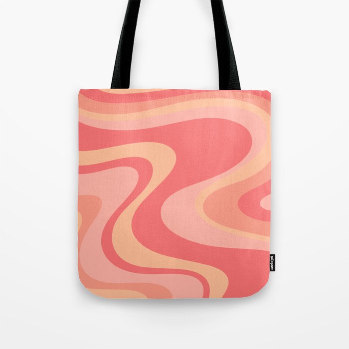 Peach Pink Abstract Trippy Dream Pattern Tote Bag Gallery Image 1