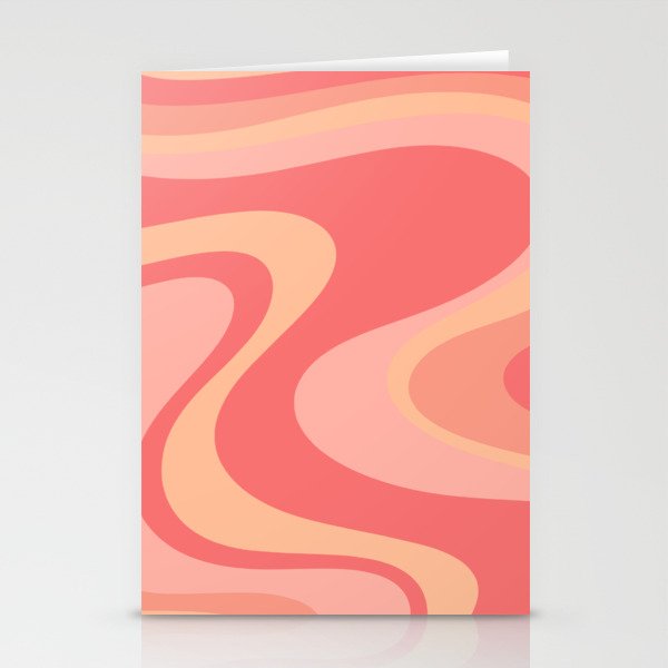 Peach Pink Abstract Trippy Dream Pattern Stationery Card Gallery Image 2