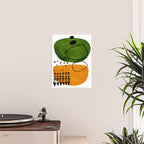 Modern Mid Century Fun Colorful Abstract Minimalist Painting Olive Green Yellow Ochre Buns Poster Gallery Image 2
