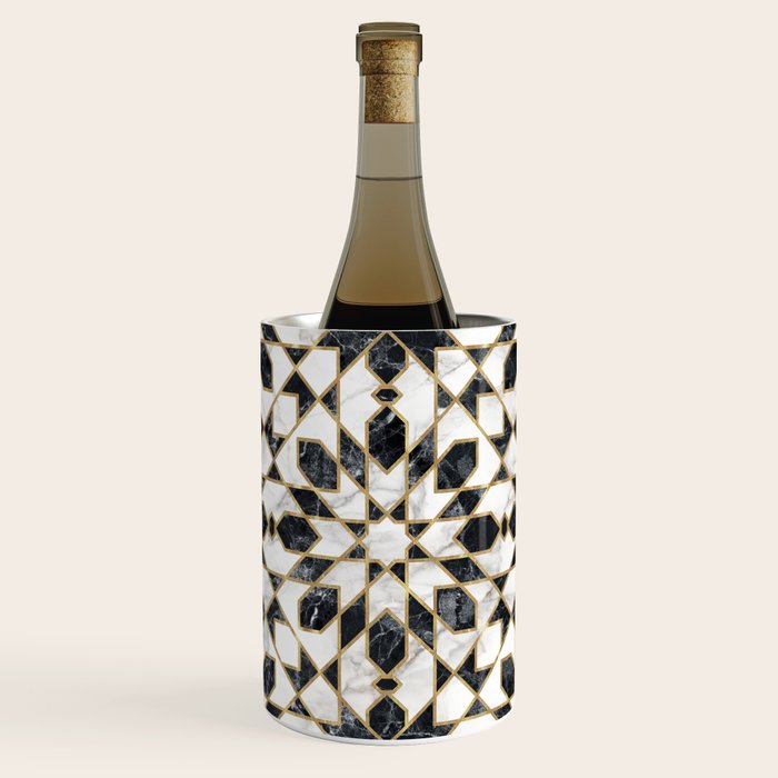 Black and white marble Moroccan mosaic Wine Chiller Gallery Image 1
