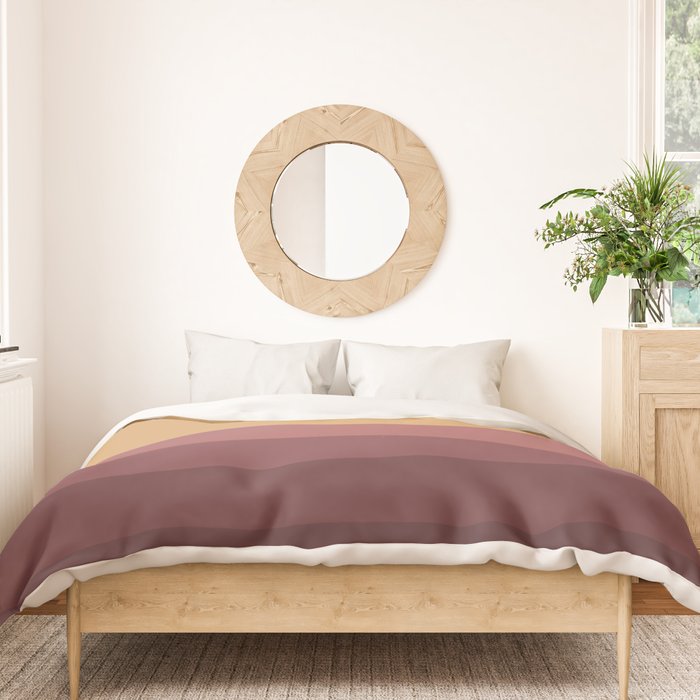 Minimal Retro Sunset Sunrise - Burgundy Ruby Red Duvet Cover Gallery Image 3