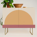 Minimal Retro Sunset Sunrise - Burgundy Ruby Red Credenza Gallery Image 1