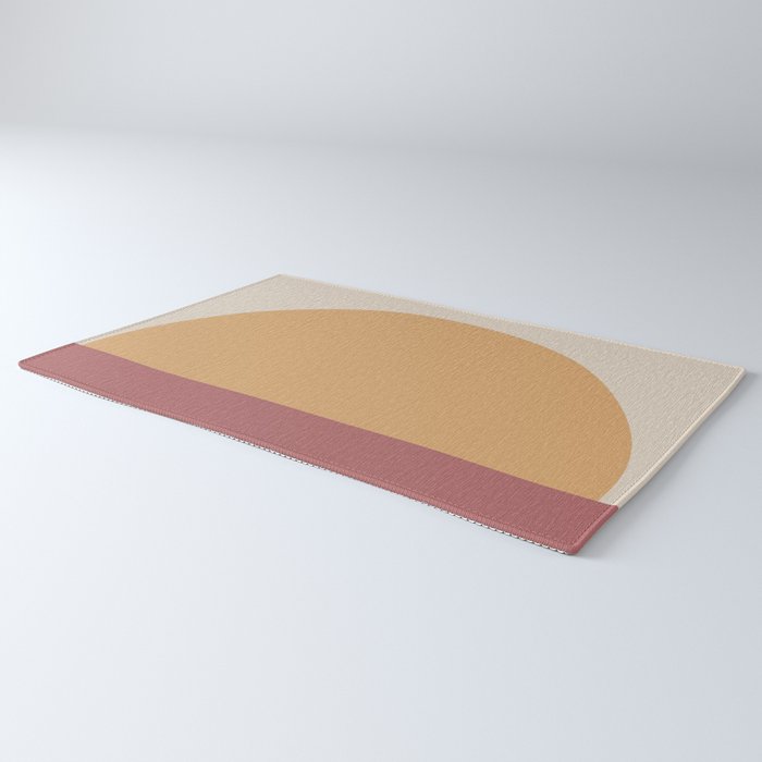Minimal Retro Sunset Sunrise - Burgundy Ruby Red Rug Gallery Image 3