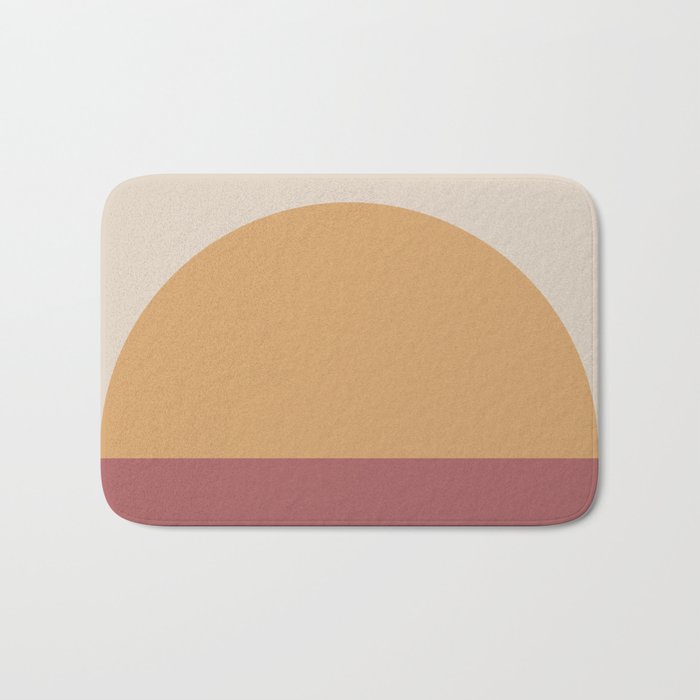 Minimal Retro Sunset Sunrise - Burgundy Ruby Red Bath Mat Gallery Image 1