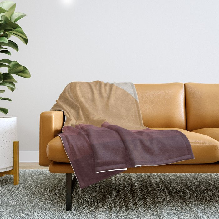 Minimal Retro Sunset Sunrise - Burgundy Ruby Red Throw Blanket Gallery Image 1