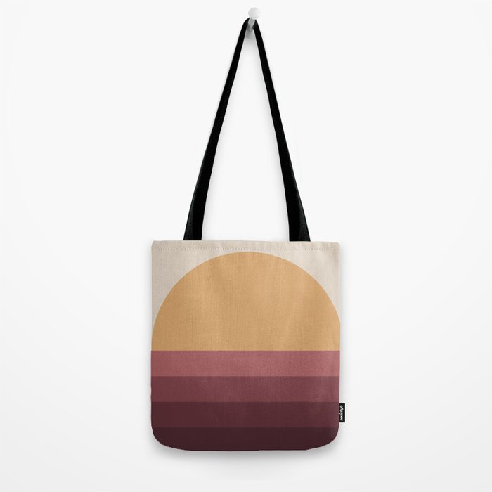 Minimal Retro Sunset Sunrise - Burgundy Ruby Red Tote Bag Gallery Image 2