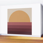 Minimal Retro Sunset Sunrise - Burgundy Ruby Red Wall Mural Gallery Image 2