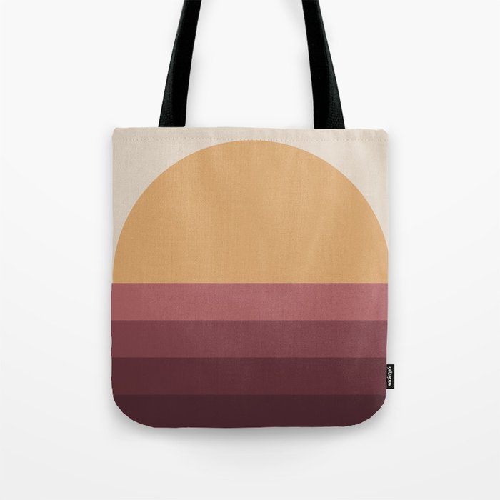 Minimal Retro Sunset Sunrise - Burgundy Ruby Red Tote Bag Gallery Image 1