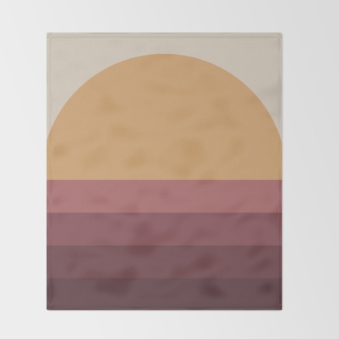 Minimal Retro Sunset Sunrise - Burgundy Ruby Red Throw Blanket Gallery Image 2