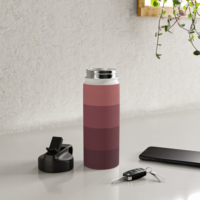 Minimal Retro Sunset Sunrise - Burgundy Ruby Red Water Bottle Gallery Image 4