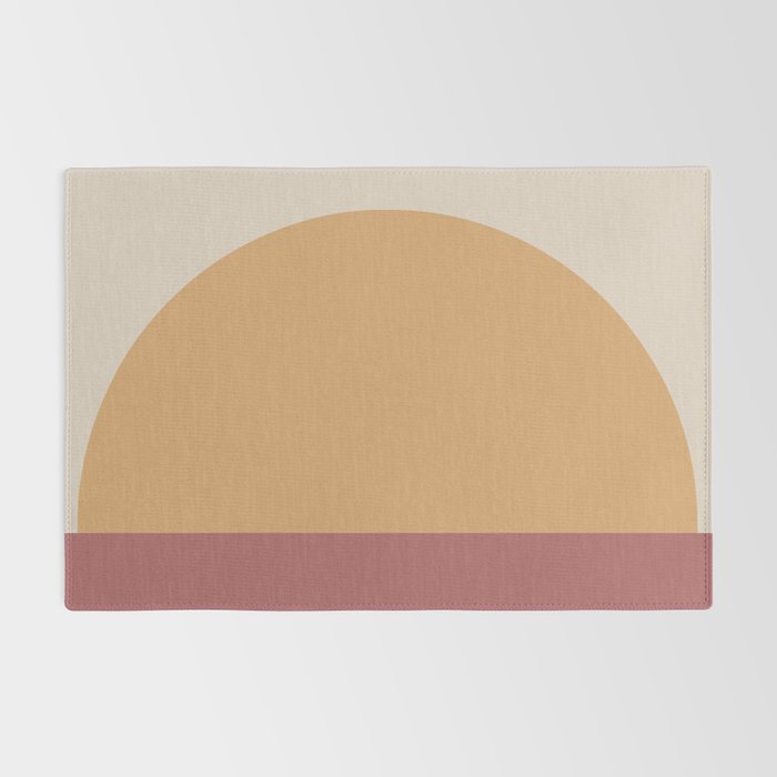 Minimal Retro Sunset Sunrise - Burgundy Ruby Red Rug Gallery Image 2