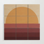 Minimal Retro Sunset Sunrise - Burgundy Ruby Red Wood Wall Art Gallery Image 1