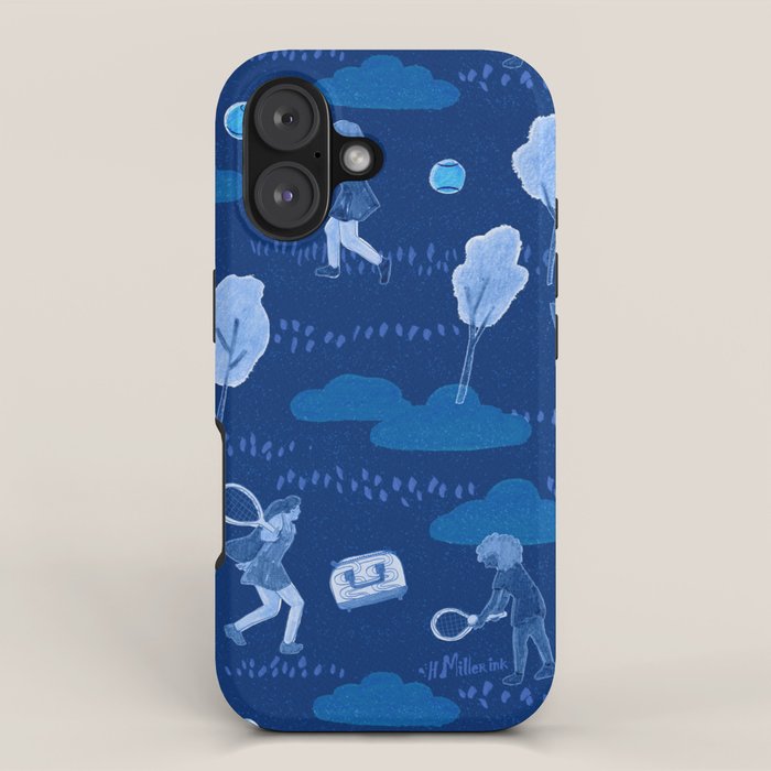 Let's Play Tennis in Navy Blue iPhone Case Gallery Image 1