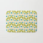 Mid Century Modern Scandinavian Abstract 152 Turquoise and Chartreuse Bath Mat Gallery Image 1