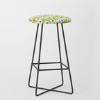 Mid Century Modern Scandinavian Abstract 152 Turquoise and Chartreuse Stool Gallery Image 1