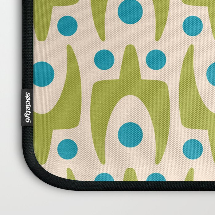 Mid Century Modern Scandinavian Abstract 152 Turquoise and Chartreuse Laptop Sleeve Gallery Image 3