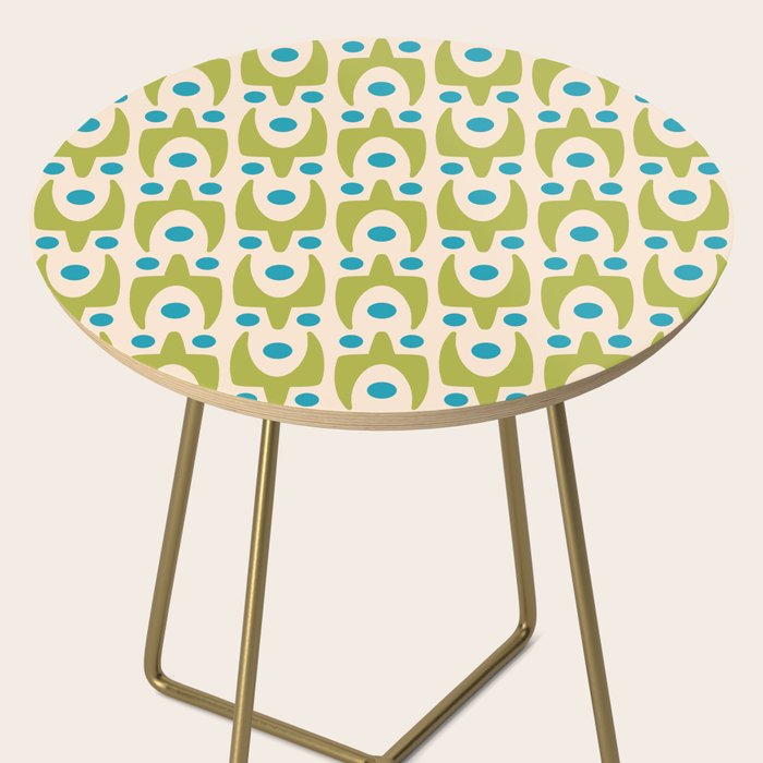 Mid Century Modern Scandinavian Abstract 152 Turquoise and Chartreuse Side Table Gallery Image 2