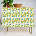 Mid Century Modern Scandinavian Abstract 152 Turquoise and Chartreuse Credenza Gallery Image 1