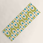 Mid Century Modern Scandinavian Abstract 152 Turquoise and Chartreuse Yoga Mat Gallery Image 1