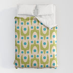 Mid Century Modern Scandinavian Abstract 152 Turquoise and Chartreuse Comforter Gallery Image 6