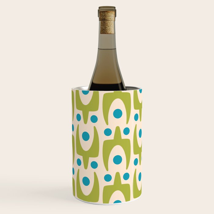 Mid Century Modern Scandinavian Abstract 152 Turquoise and Chartreuse Wine Chiller Gallery Image 3