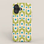 Mid Century Modern Scandinavian Abstract 152 Turquoise and Chartreuse iPhone Case Gallery Image 1